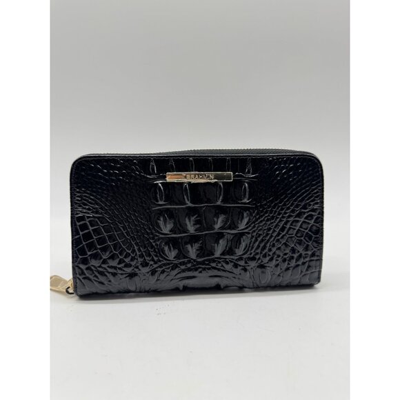 BRAHMIN Suri  textured leather women's large zip around wallet - Black Melbourne - Picture 1 of 10